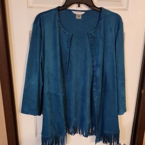 Allison Daley Teal Cardigan with Fringe